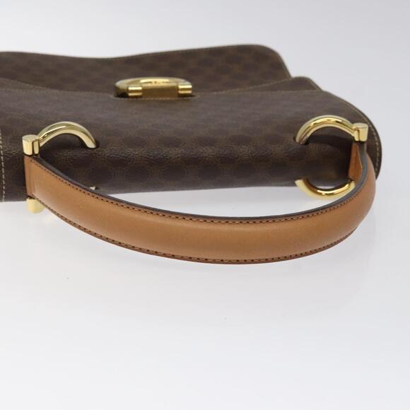 CELINE Macadam Canvas Hand Bag Pvc Leather Brown Gold - Picture 7 of 13
